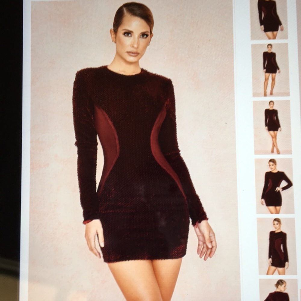 Velvet sequin long sleeve(burgundy color) (New)